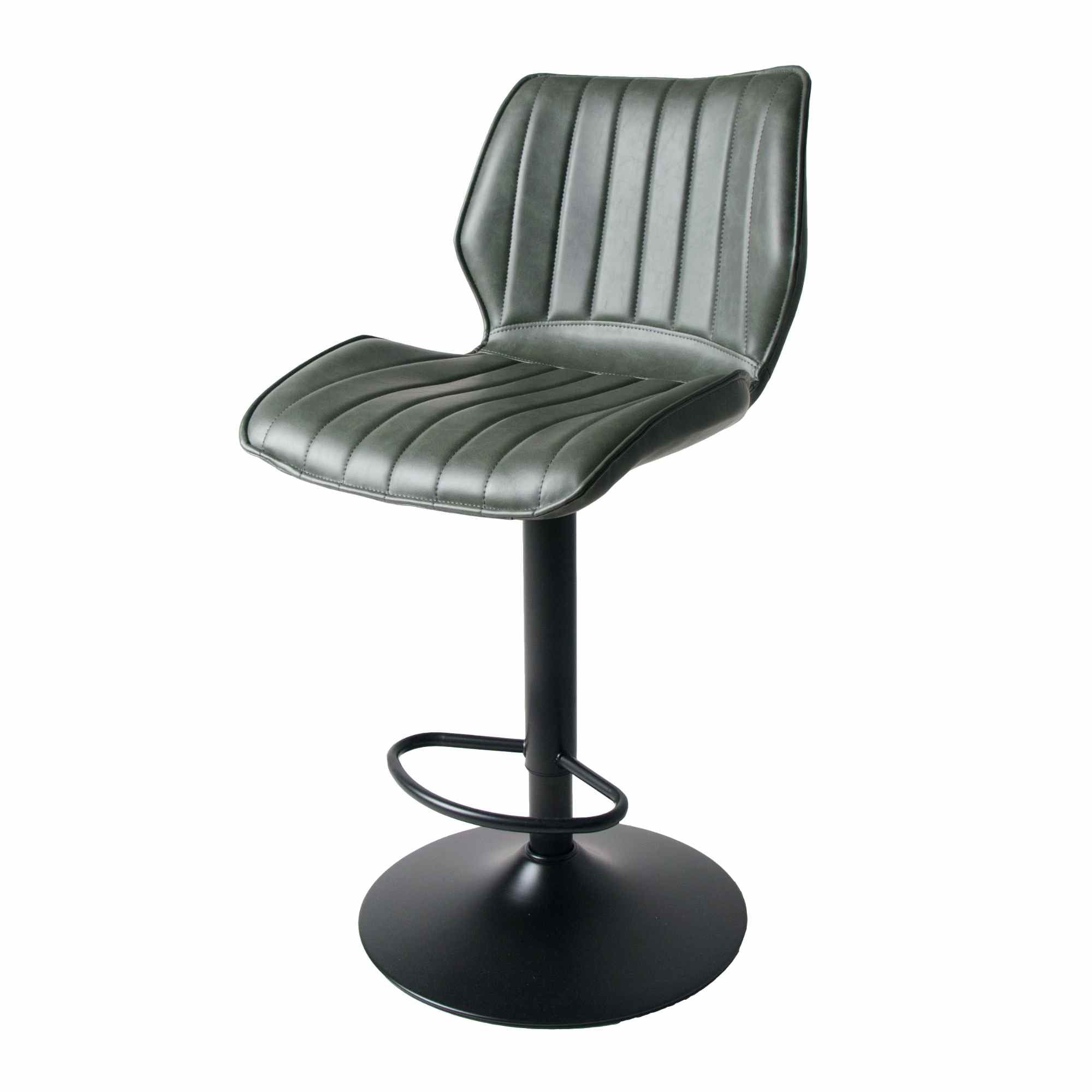 Alfie - Gas Lift Bar Stool Vegan Leather Forest Green