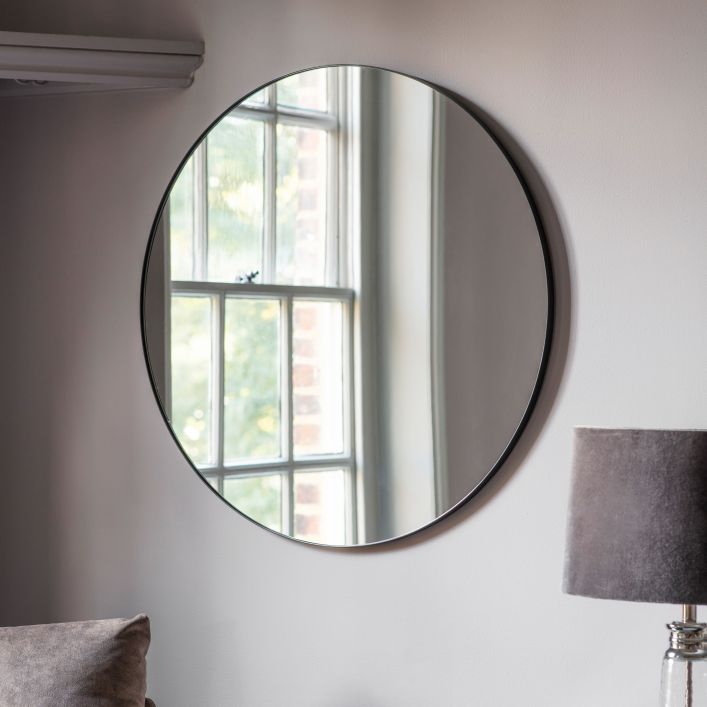Large Contemporary Black Edge Mirror (80cm Diameter)