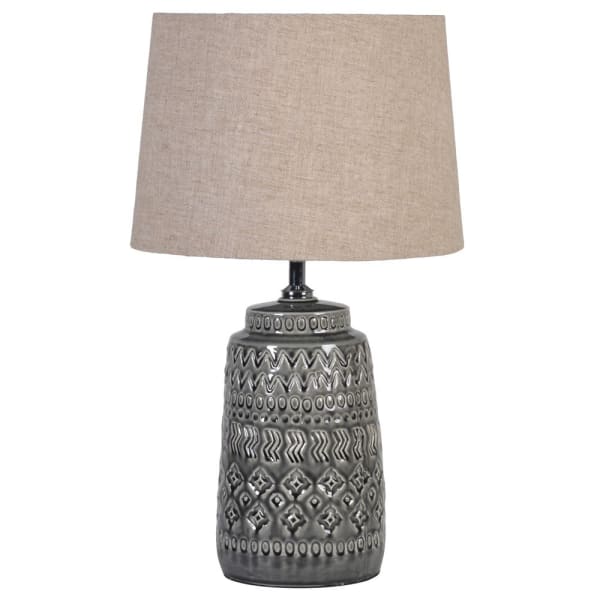 Dark Grey Crackle Aztec Lamp with Shade