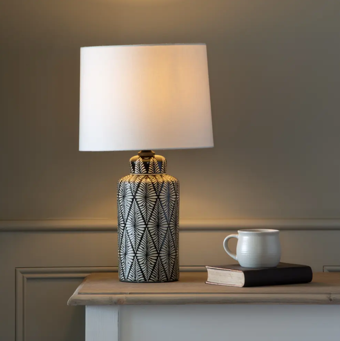 Grand Illusions Lamp Noir Mix with Ivory Shade