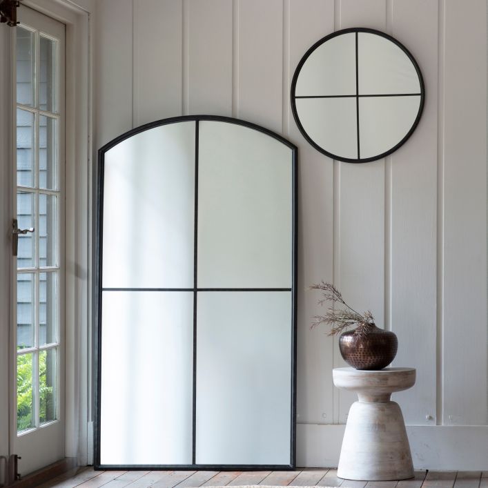 Black Arch Window Mirror
