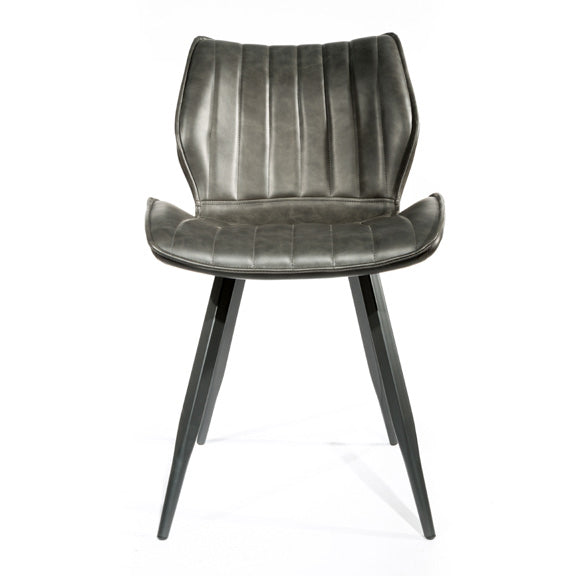 Dining Chair Ribbed Charcoal Grey