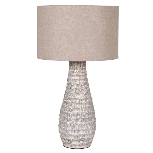 Beige Textured Lamp with Linen Shade