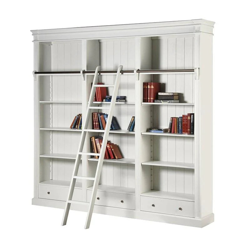 White Fayence 3 Drawer Library Bookcase - cream
