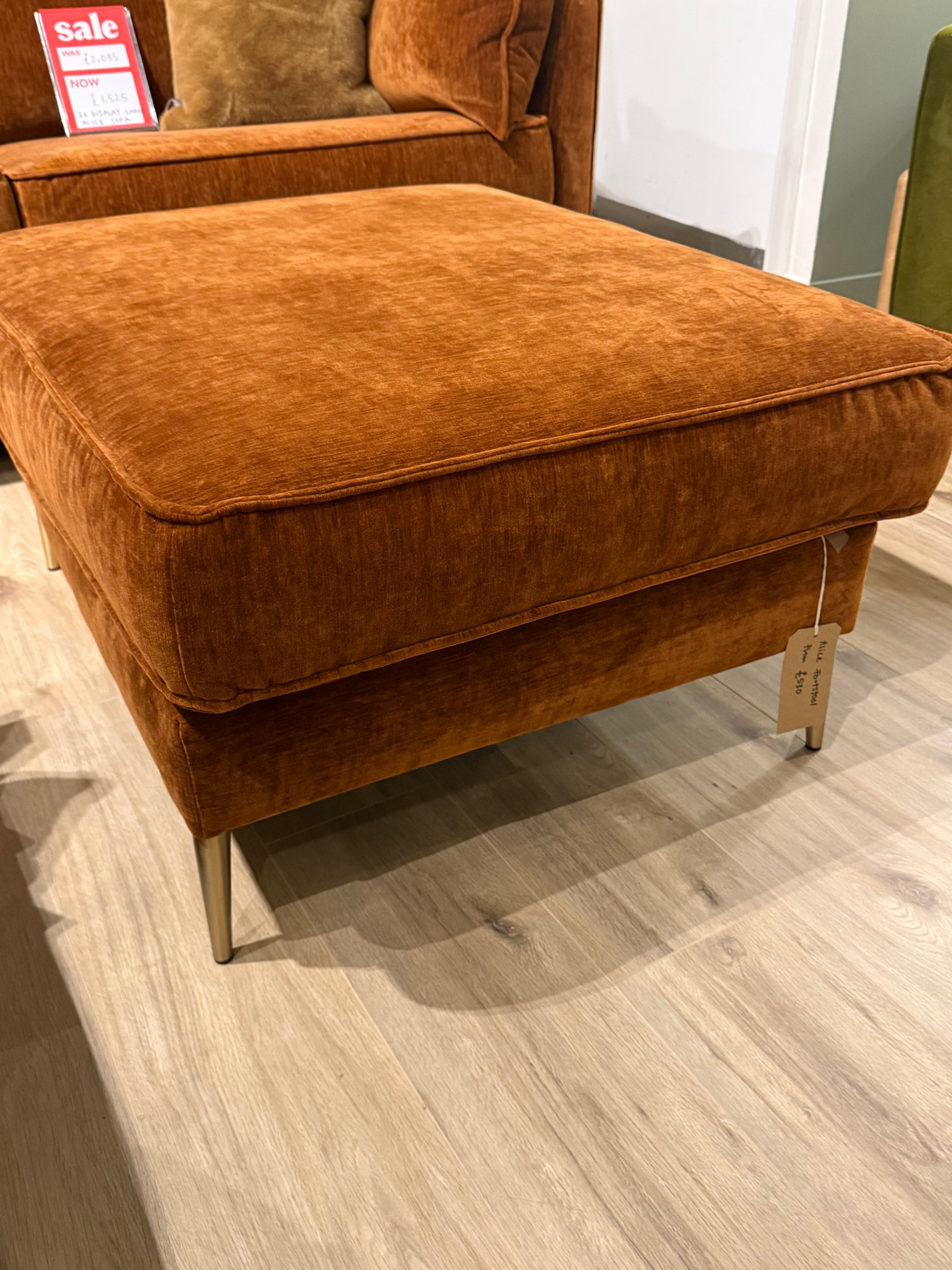 EX-DISPLAY | Alice Footstool Vintage Velvet Rust