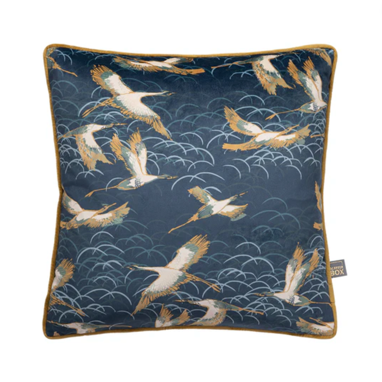 Crane Bird Navy Cushion 45x45cm