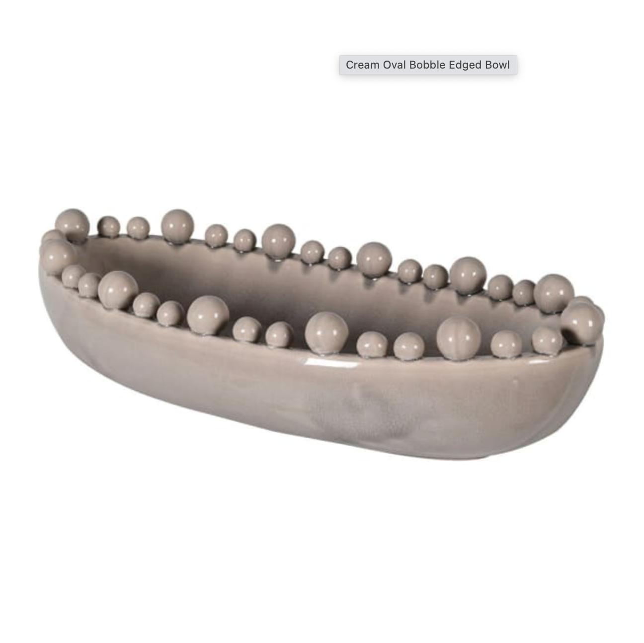 Oval Bobble Edged Bowl - Cream