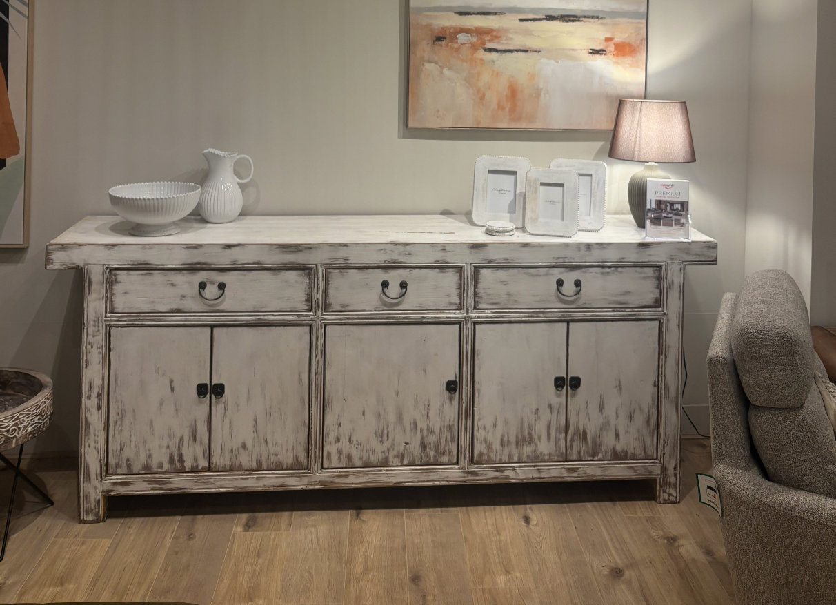 White Distressed Farmhouse Sideboard