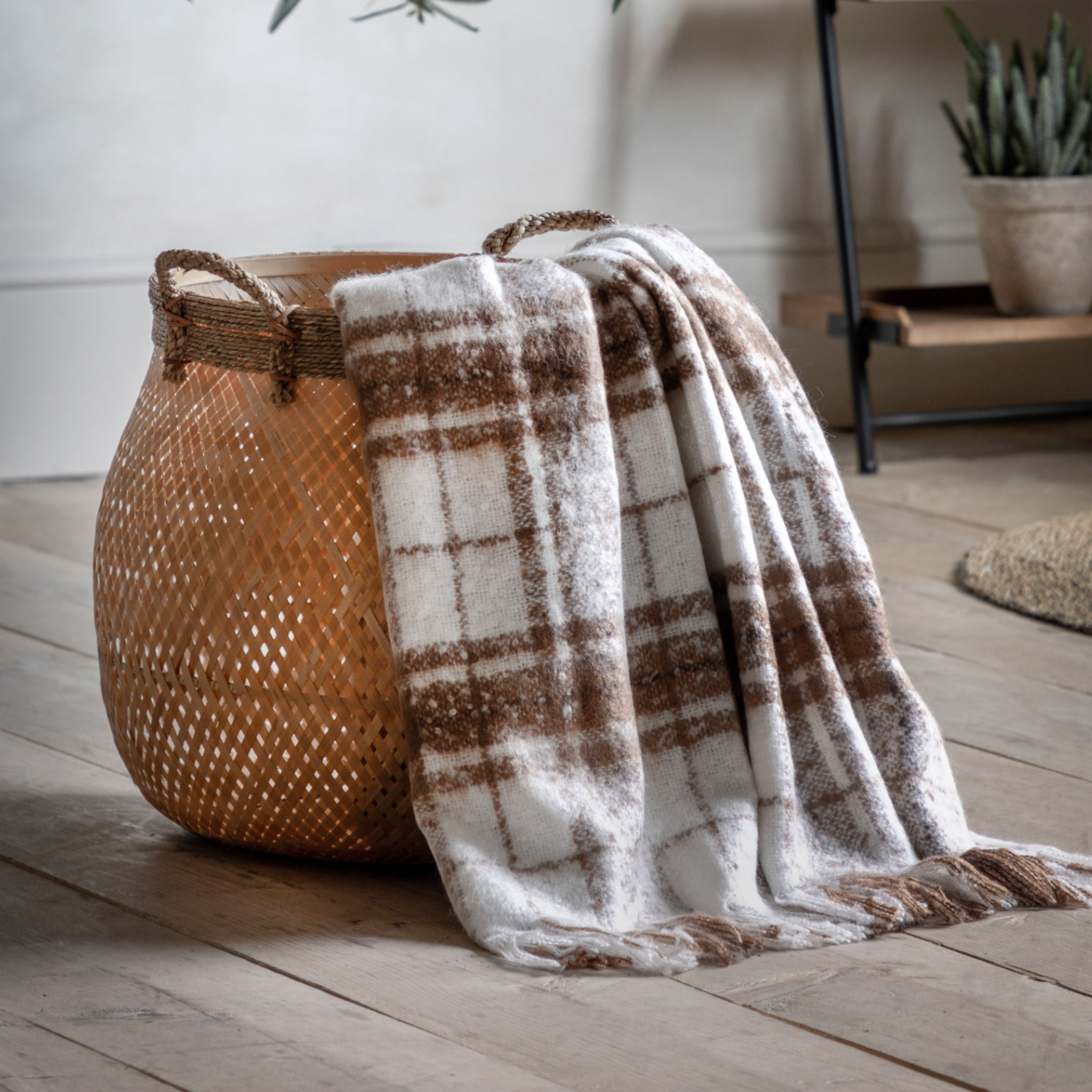 Check Faux Mohair Throw