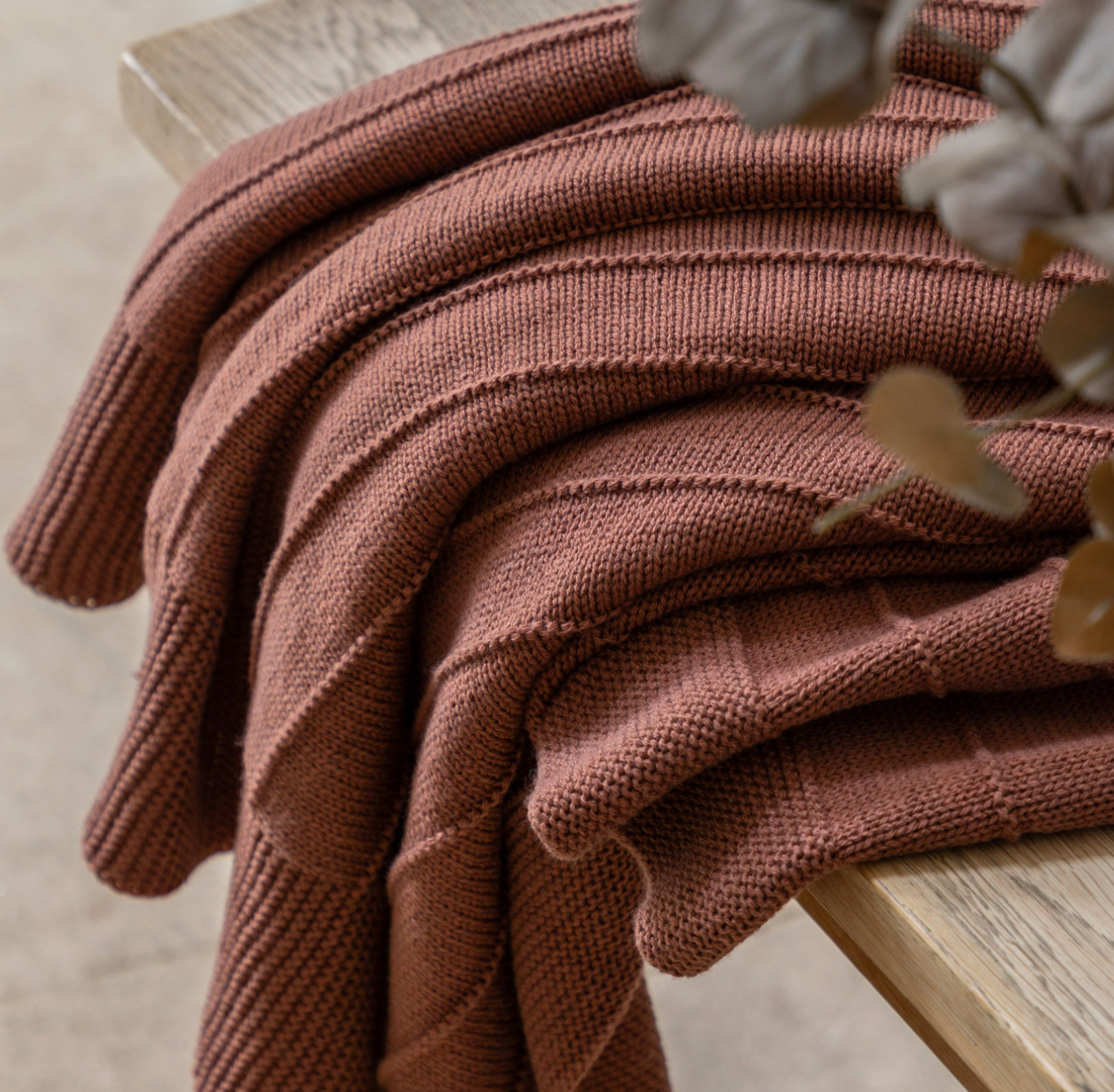 Knit Throw - Nutmeg