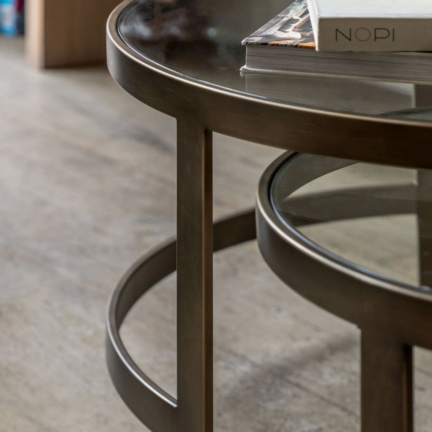 Nest of 2 Tables with Glass Tops
