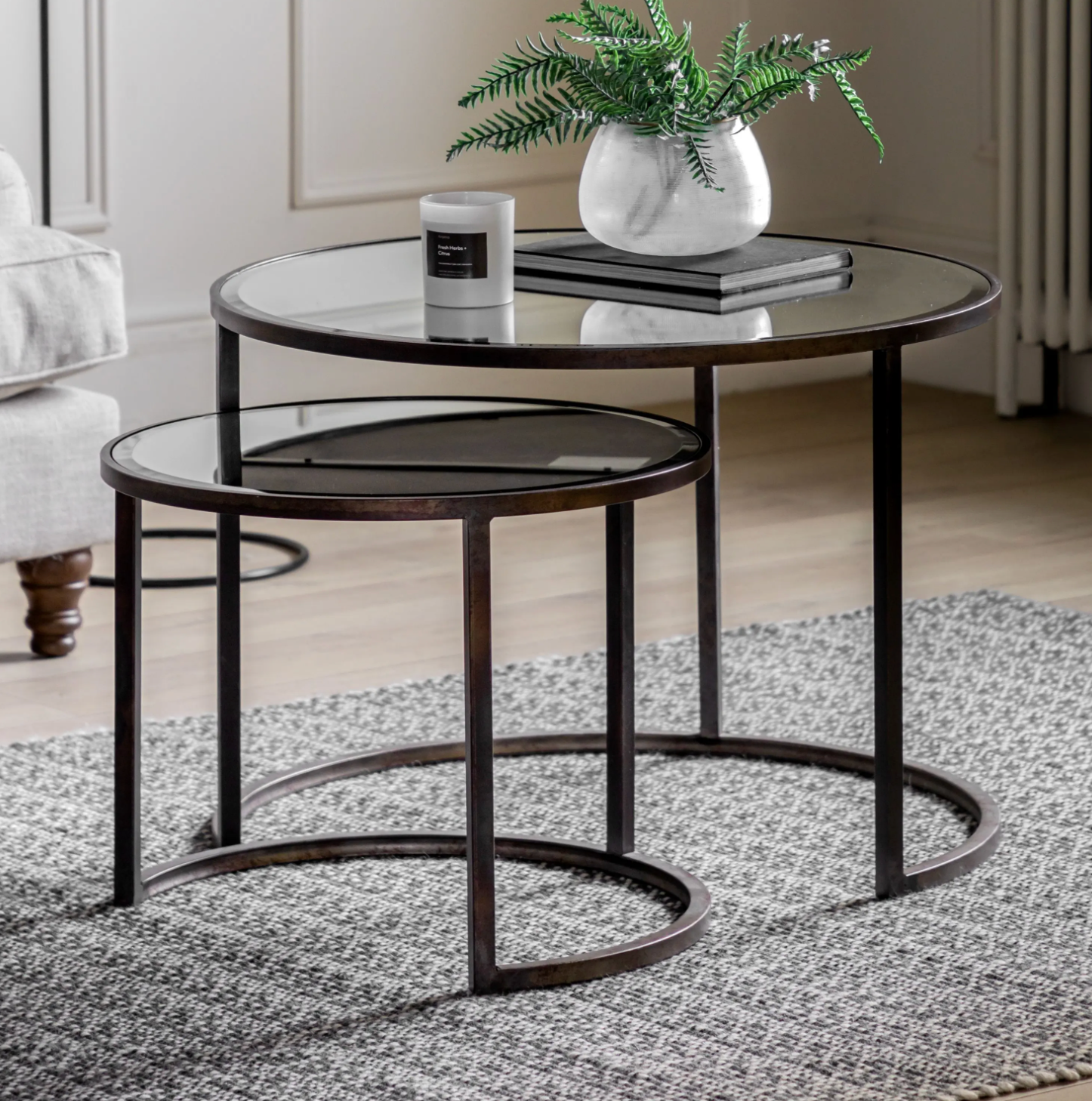 Coffee Table Nest of 2 - Mirrored Tops