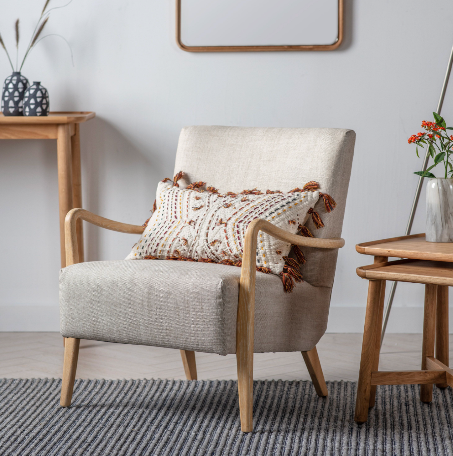 Contemporary Natural Linen Chair
