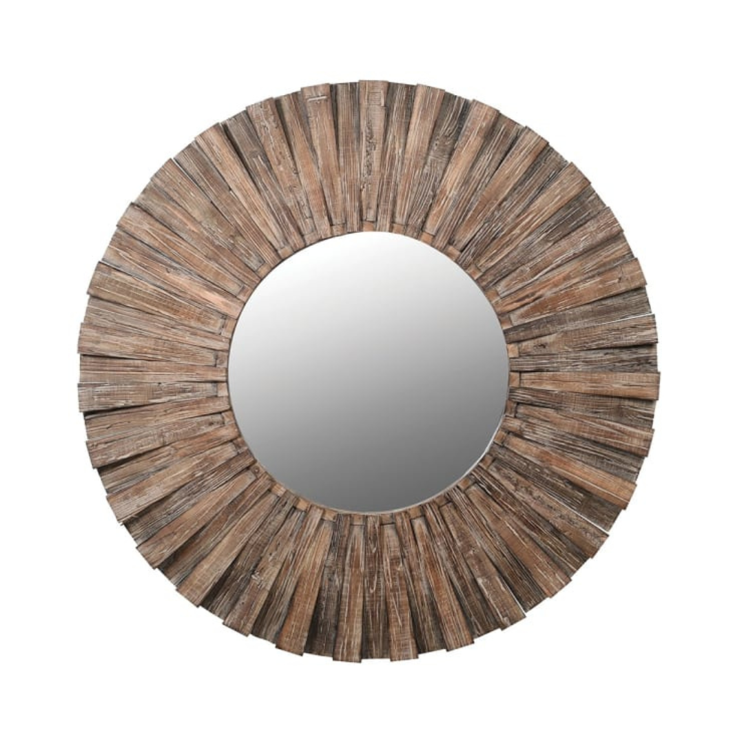 Extra Large Fir Wood Round Mirror