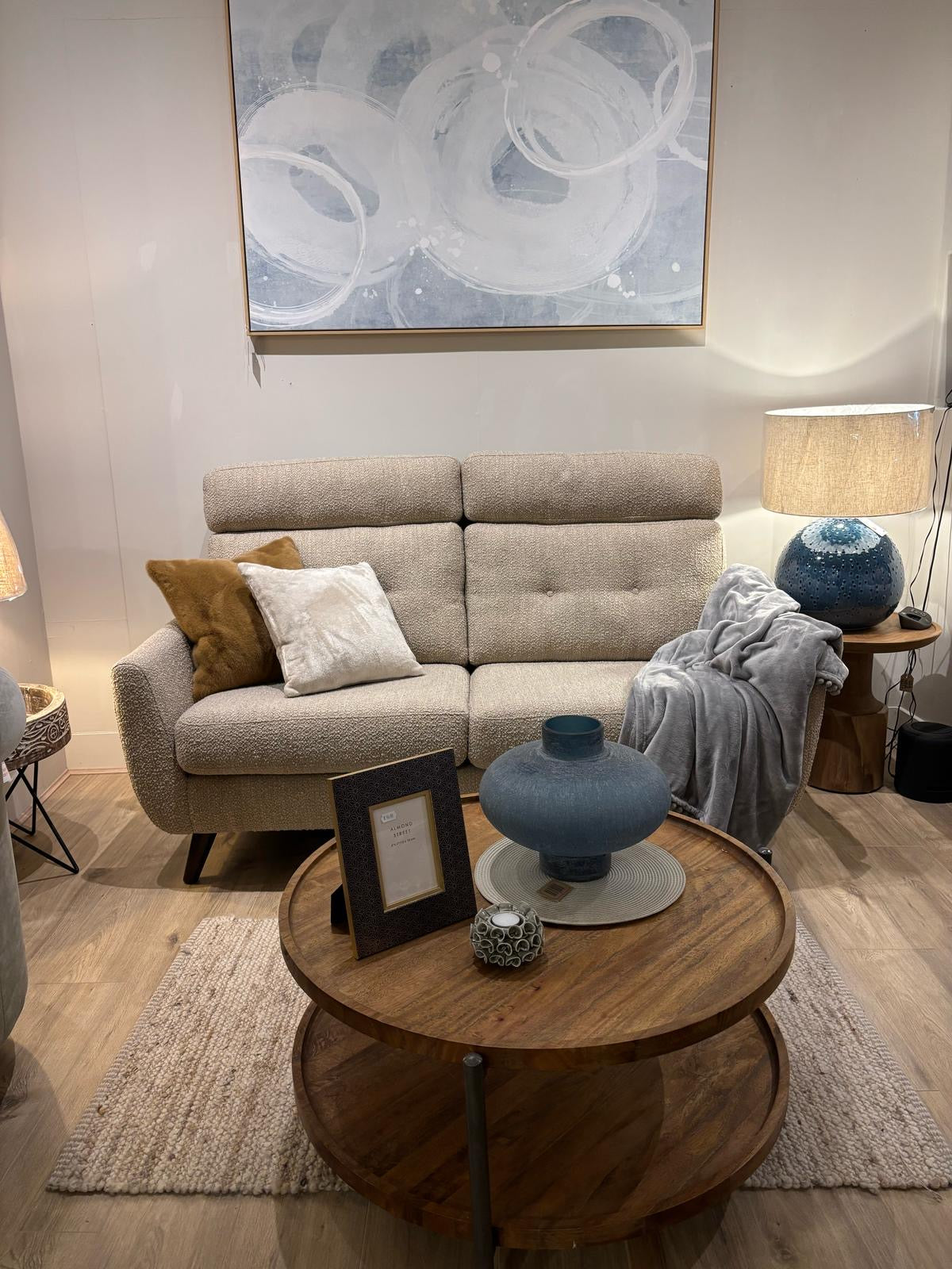 Sala High Back Medium Sofa EX DISPLAY - Boucle Latte Fabric