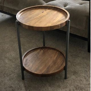 Mango Wood Double Shelf Occasional Side Table