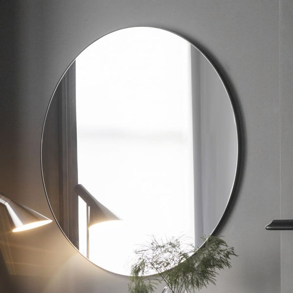 Extra Large Contemporary Black Edge Mirror (100cm Diameter) Blue Tree