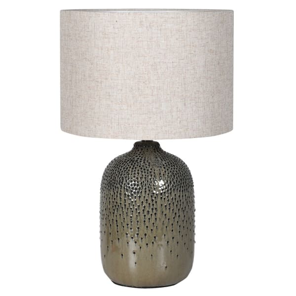Green Table Lamp with Linen Shade