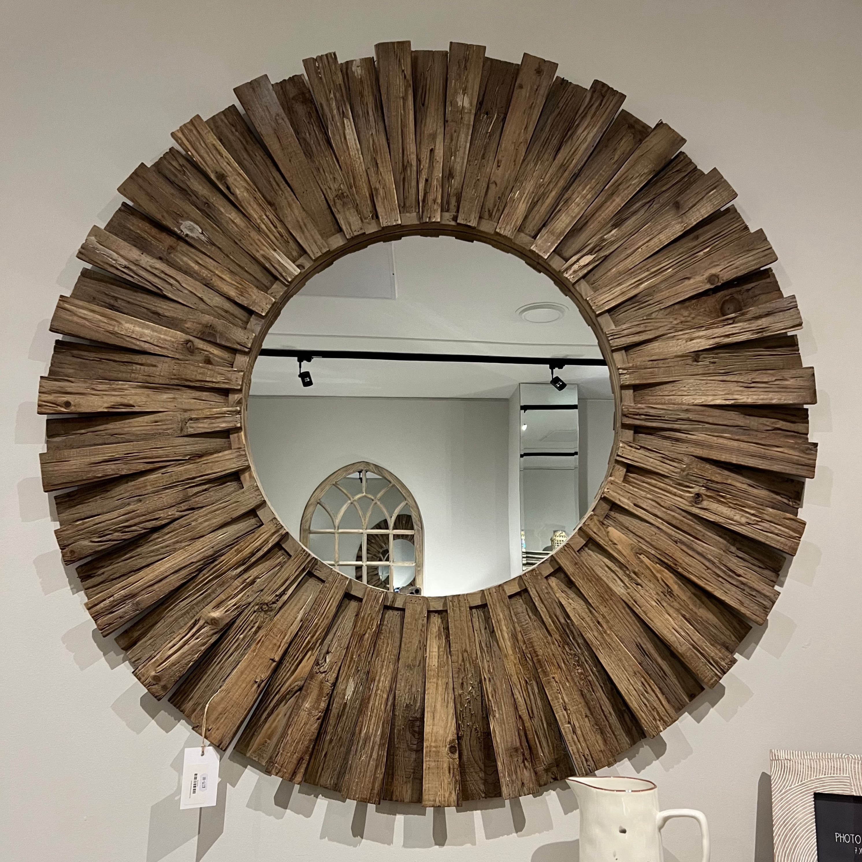 Extra Large Fir Wood Round Mirror