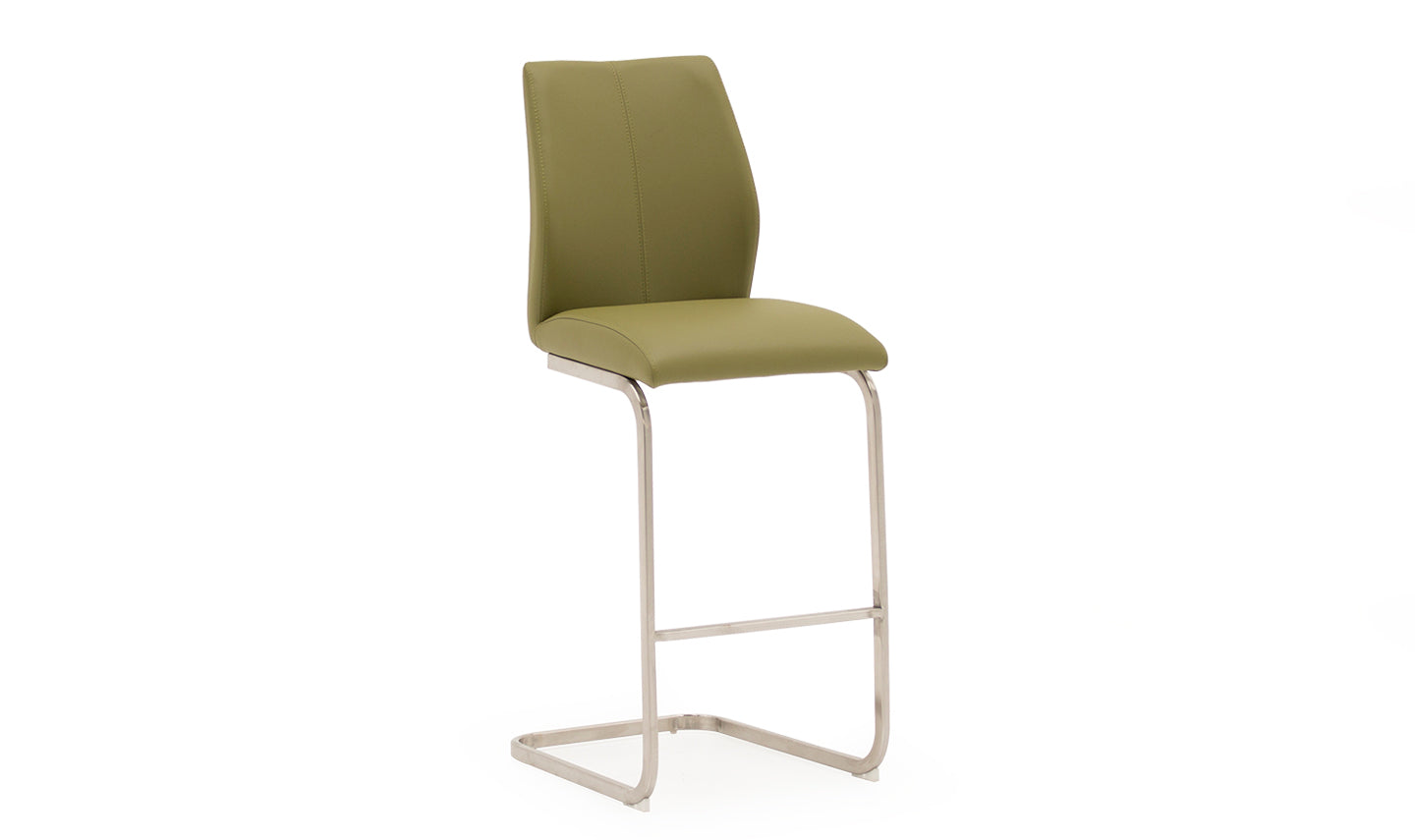 Pair of Marla Bar Stool Faux Leather in Green