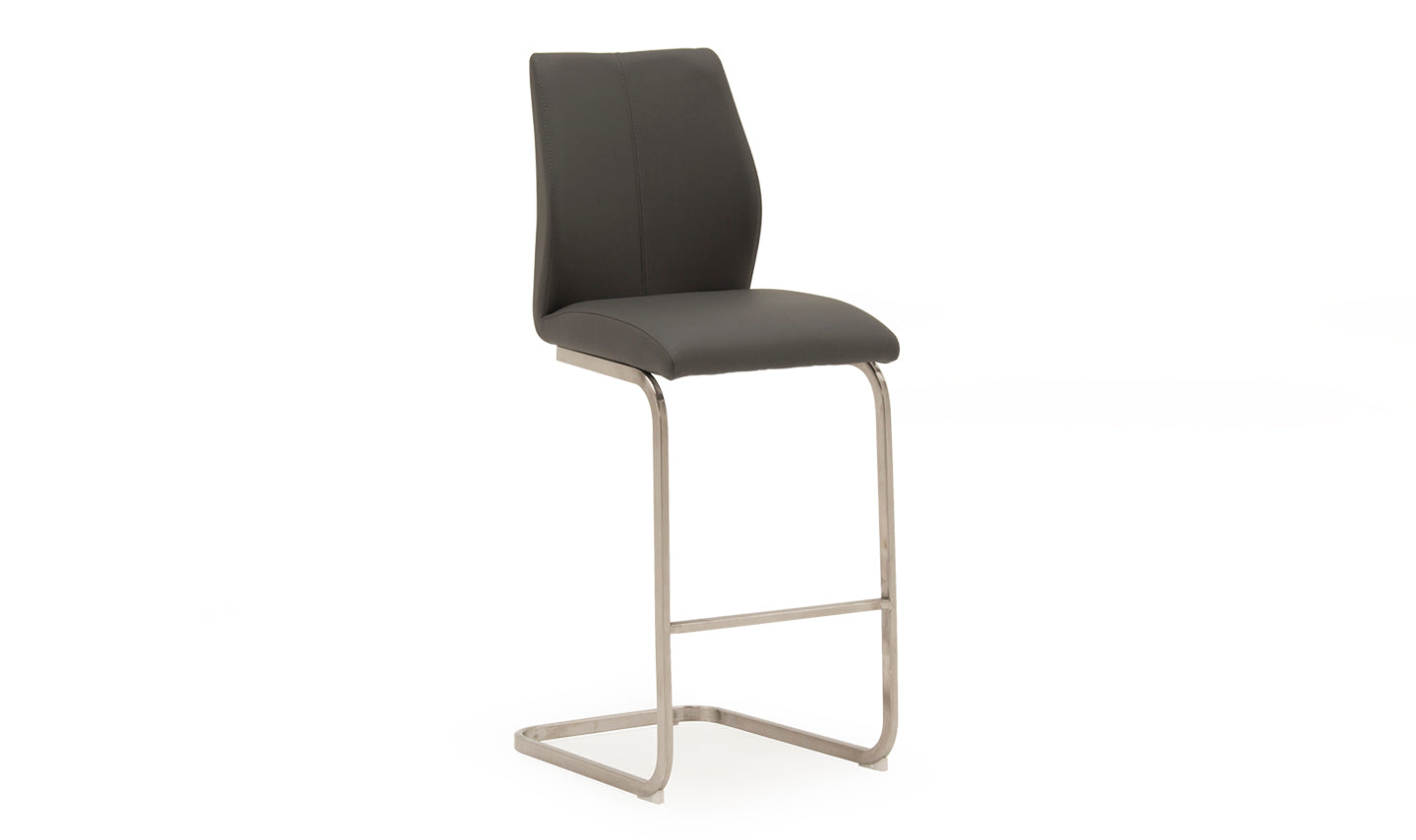 Pair of Marla Bar Stool Faux Leather in Grey