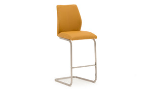 Pair of Marla Bar Stool Faux Leather in Mustard