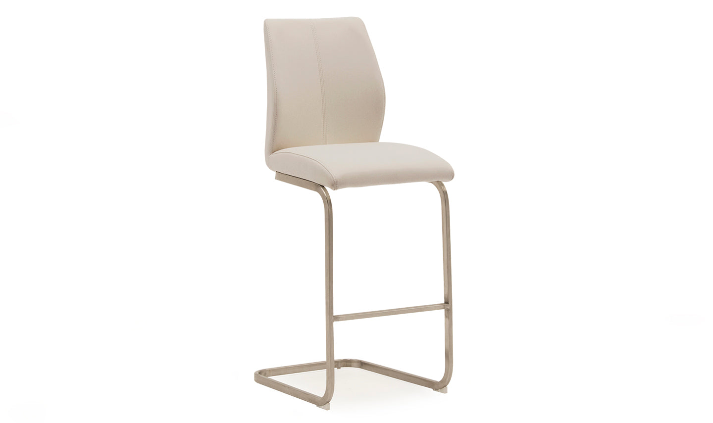Pair of Marla Bar Stool Faux Leather in Taupe